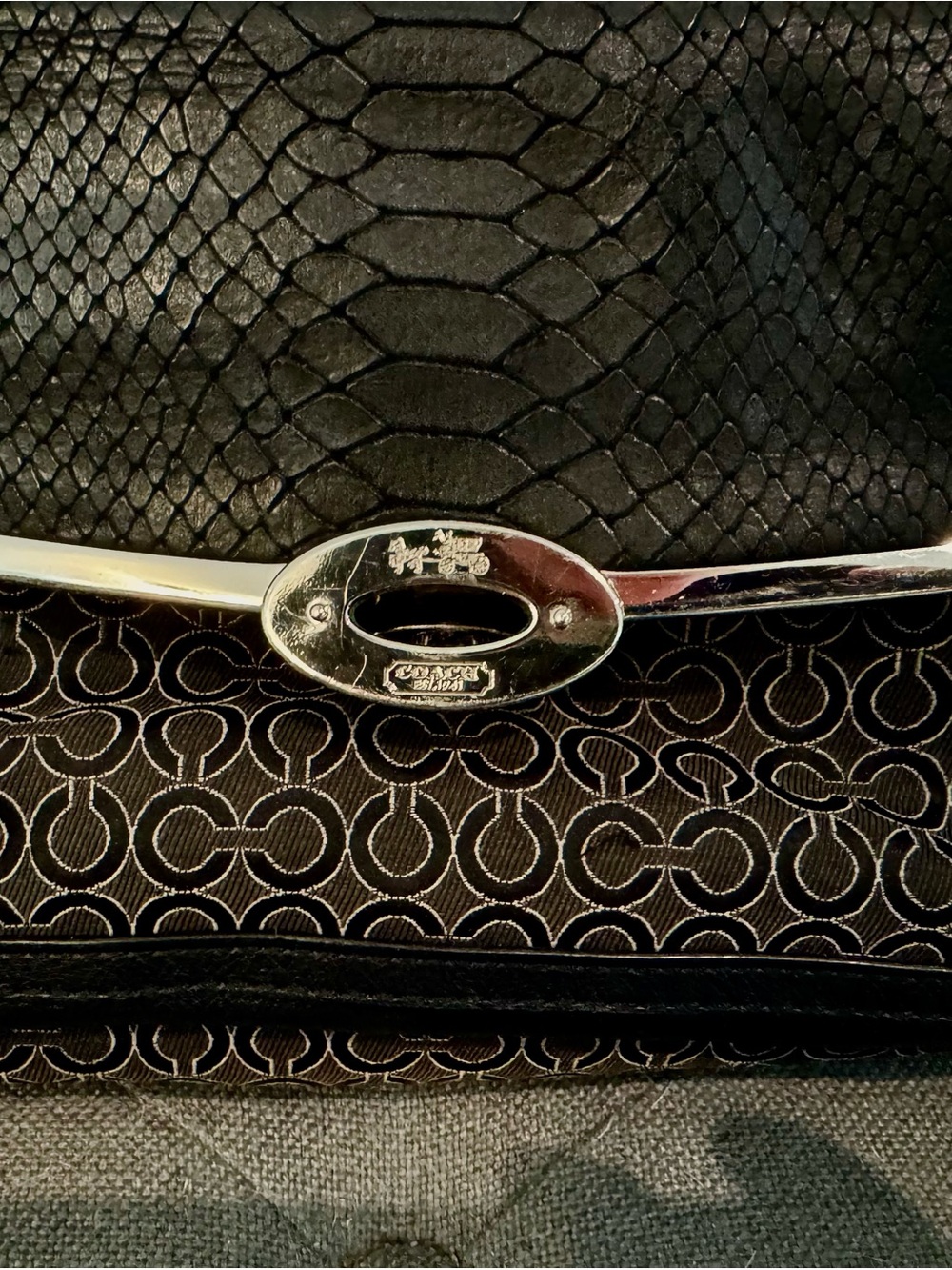 Coach Black Patterned Shoulder Bag with Silver-Tone Hardware - Picture 9 of 9